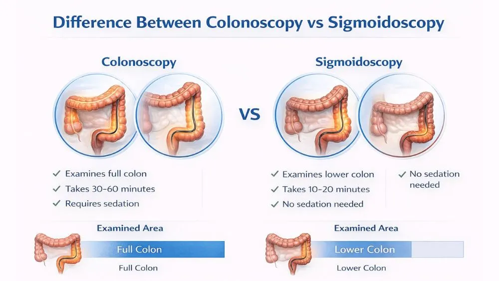 Difference Between Colonoscopy vs Sigmoidoscopy
